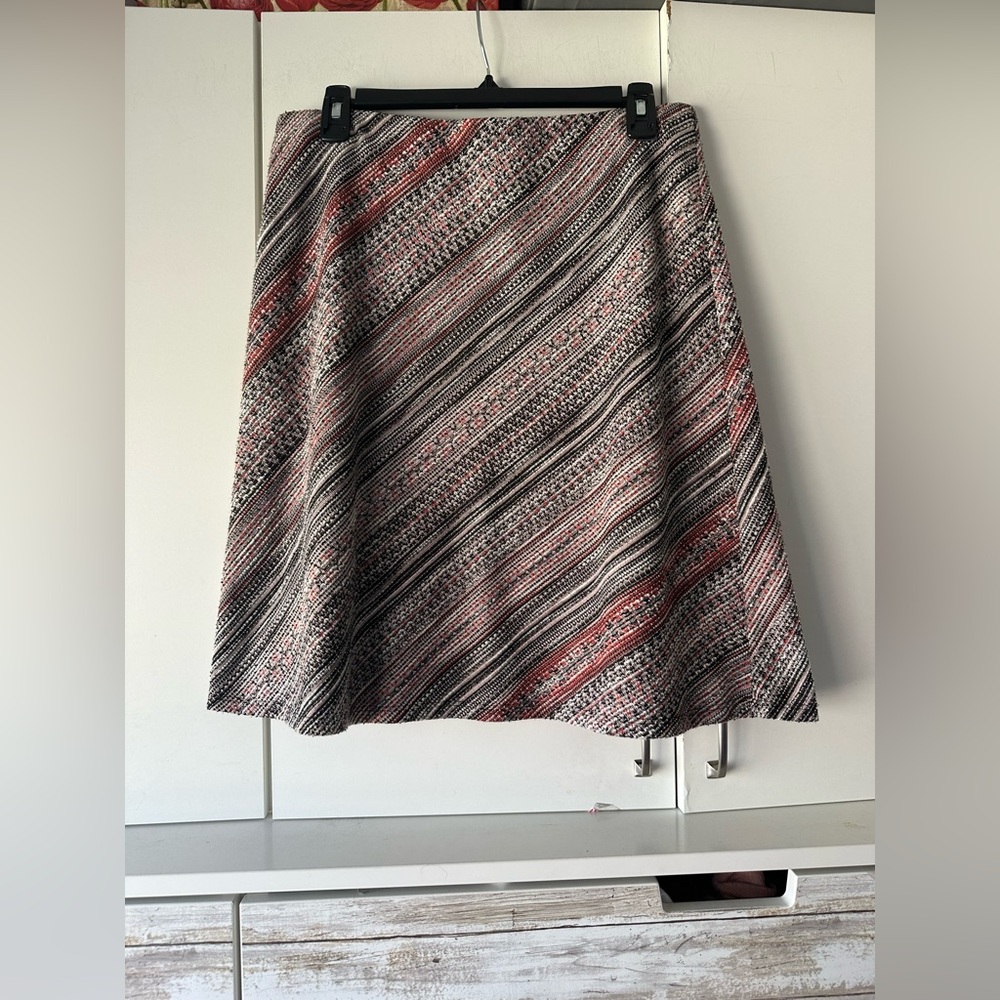 ✨ Margaret M Textured A-Line Skirt Size M Striped Tweed Lined Made in Canada